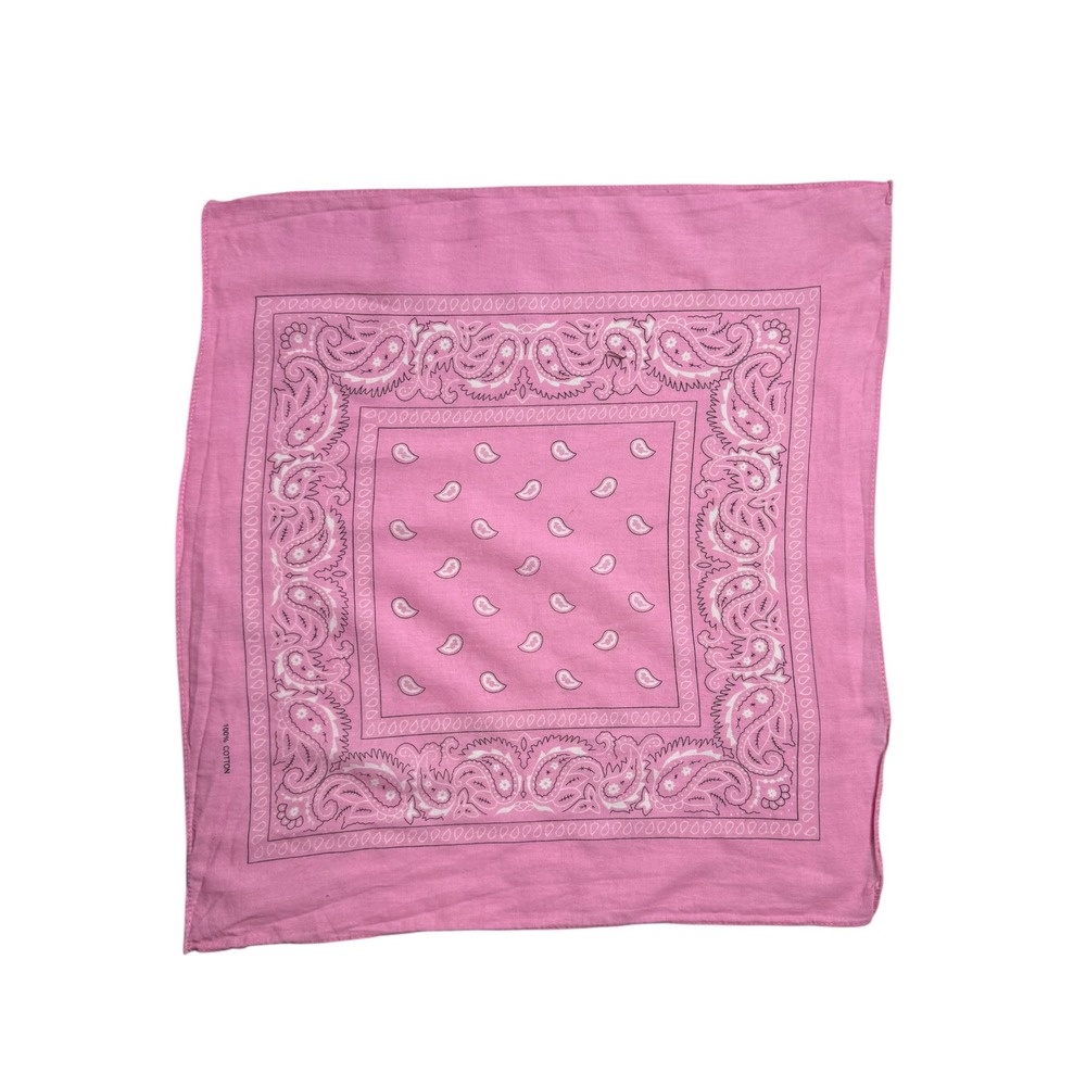 Pink Paisley Cotton Bandana Square Head Scarf Western Cowgirl Accessory